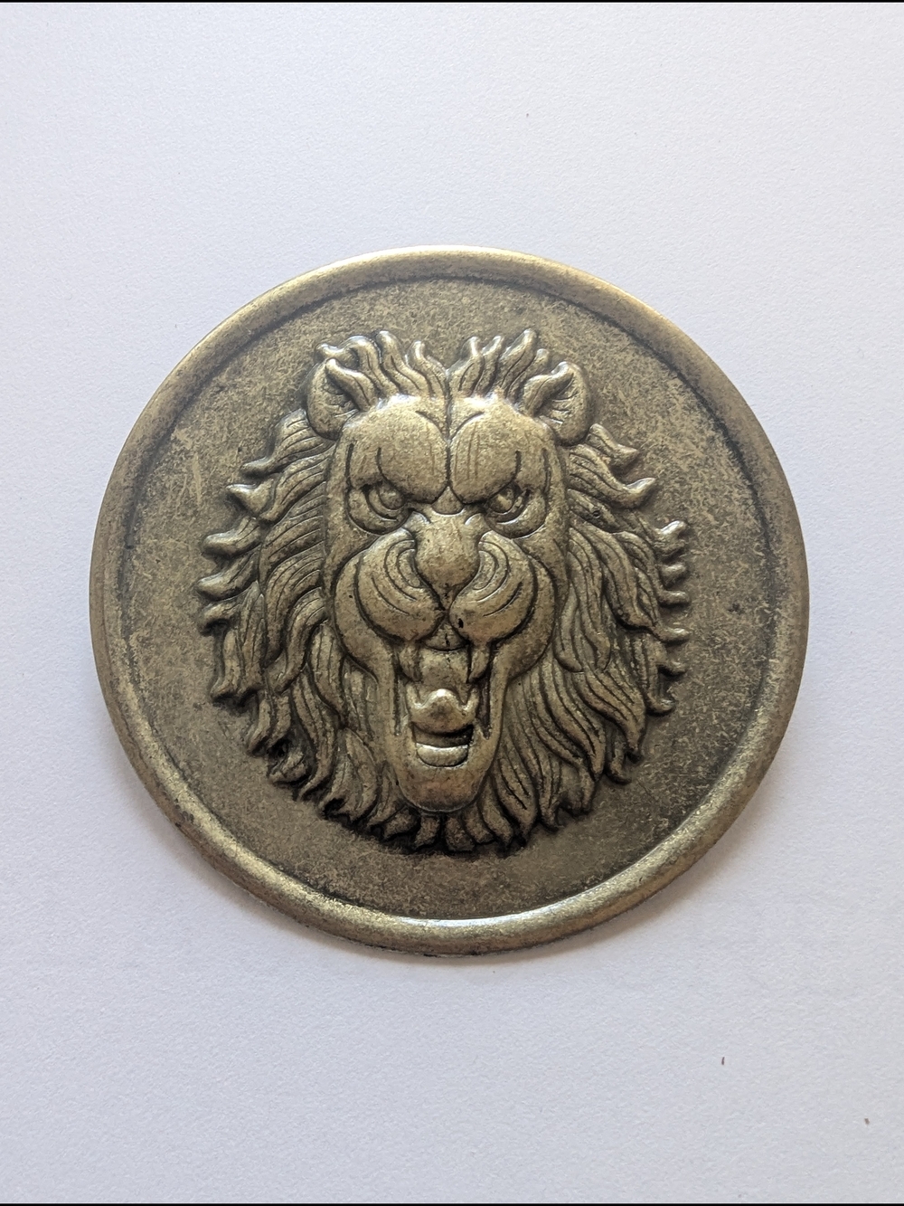 Vintage Lion Head Brooch Pin Lions Mane Roaring Brass Textured Round 3"